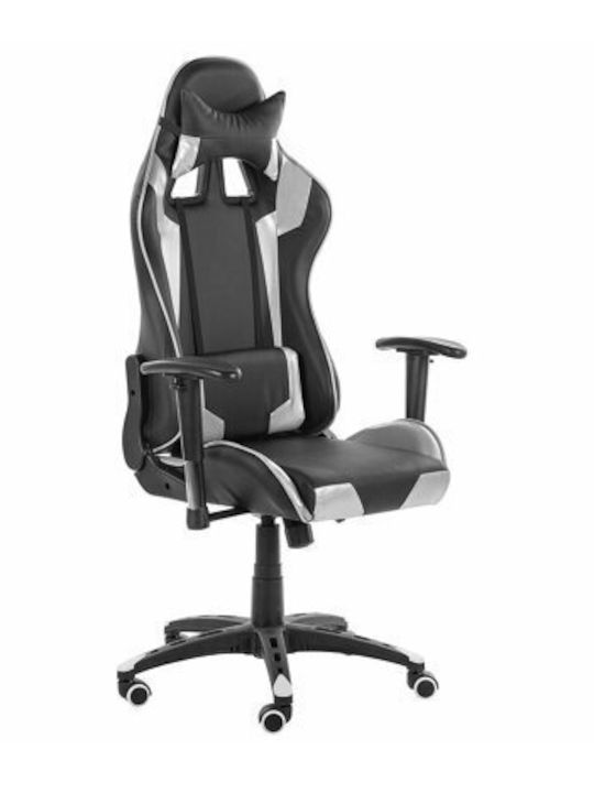 Epipla1.gr Berwyn 820 Καρέκλα Gaming Δερματίνης Μαύρο Ασημί
