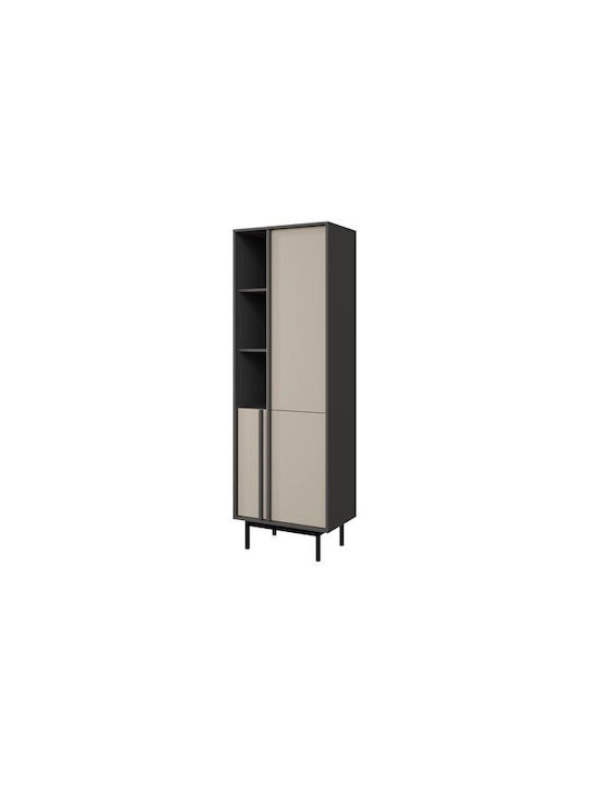 Библиотека Levali 102 Бежово, Антрацит 63x43x195см