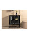 Sideboard Dallas 4673 made of Metal & Glass Black Velvet-Black Metal 70x40x80cm