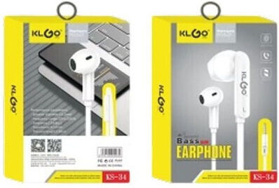 KLGO Ks-34 In-ear Handsfree Headphones with Connector 3.5mm White