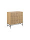 Norsica Levala Wooden & Metallic Chest of Drawer Light Oak 81x40x80cm