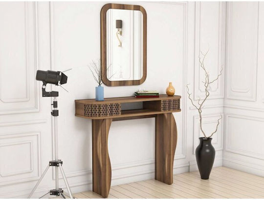 Kailua 913 Wooden Console Table with Mirror Walnut L105xW30xH85cm