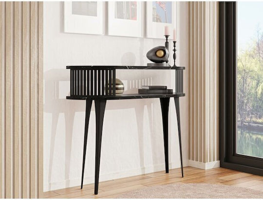 Sordore 111 Console Table Wood & Metal Black Marble, Black L100xW25xH89cm