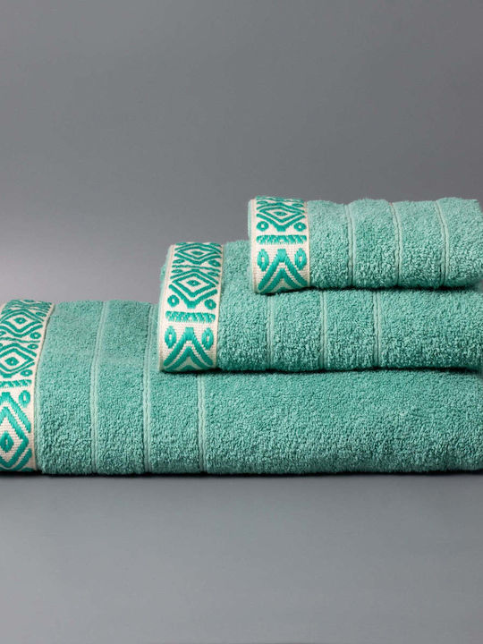 White Fabric Bath Towel Cotton 70x140cm Petrol ...
