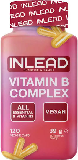 Inlead Nutrition Vitamin B Complex Витамин за Енергия, Косата & Кожата 120 вегетариански капсули