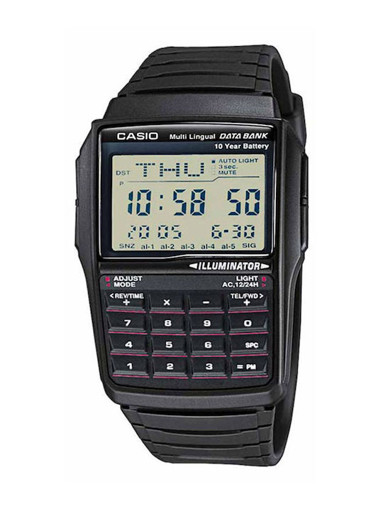 Casio Ψηφιακό Ανδρικό Ρολόι Μπαταρίας με Μαύρο Καουτσούκ Λουράκι