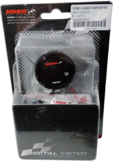 Koso Super Slim Digital Round Temperature Gauge Red