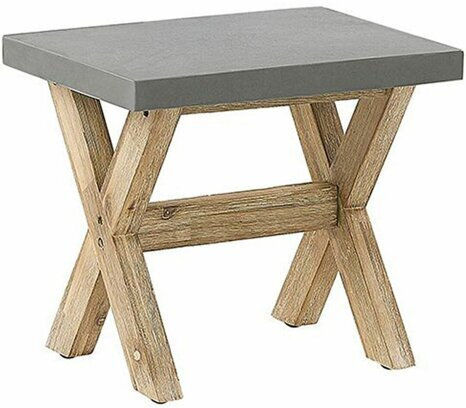 Garden Stool Outdoor Concrete with Grey Cushion 51x40x45cm