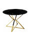 Berwyn 2173 Round Table Dining Room with Glass Surface Gold, Black 75x75cm