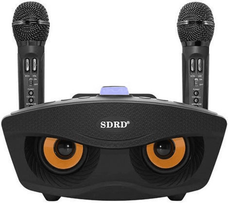 Karaoke Speaker with Wireless Microphones and Lighting Effects SD-306S Black