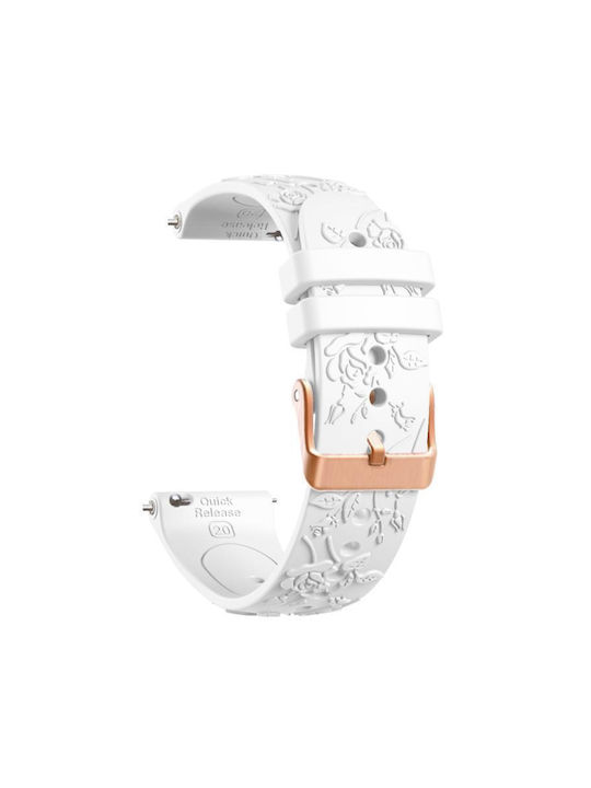 Λουράκι Σιλικόνης Embossed Flowers Pattern Rose Gold Κούμπωμα Garmin Vivoactive 5 White