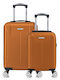 Quasar Reisekoffer Hartschalen Camel mit 4 Räder Set 2Stück