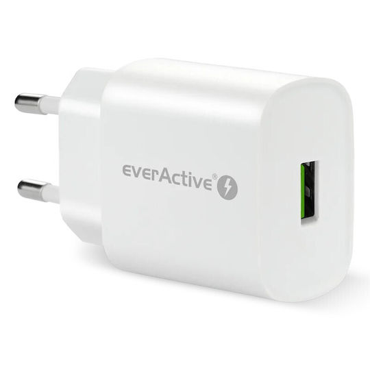 EverActive Charger Without Cable with USB-A Port 18W Quick Charge 3.0 Whites (SC-250Q)