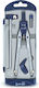 Satin Metal School Compass Set 4 Accessories Blister