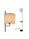 Bakaji Floor Lamp H178xW25cm. with Socket for Bulb E27 Black
