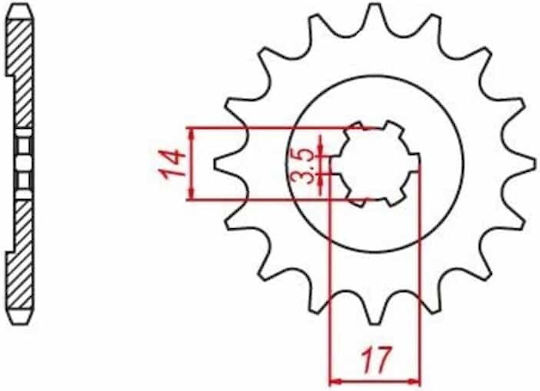 Front Sprocket 14T Kawasaki Kazer 115cc/Modenas Kriss 110cc-115cc/Kristar 125cc JT121333