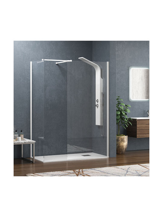 Karag Walkin 2 Σταθερό Πλαϊνό Ντουζιέρας 110x200cm Clear Glass White