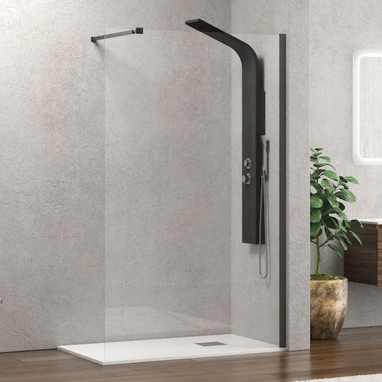 Statisches Duschabtrennung Klarglas Walkin 1 Gun Metal Karag 110x200cm