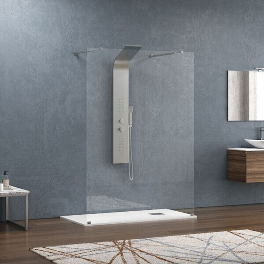 Karag Walkin 3 Σταθερό Πλαϊνό Ντουζιέρας 168x200cm Clear Glass Black