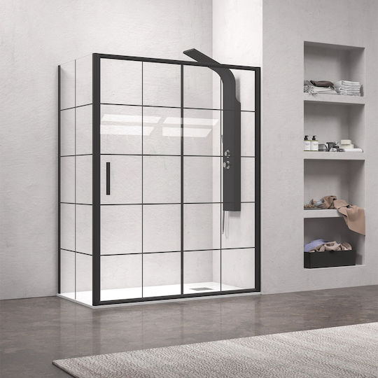Karag Frame Διαχωριστικό Ντουζιέρας με Συρόμενη Πόρτα 150x190cm Black