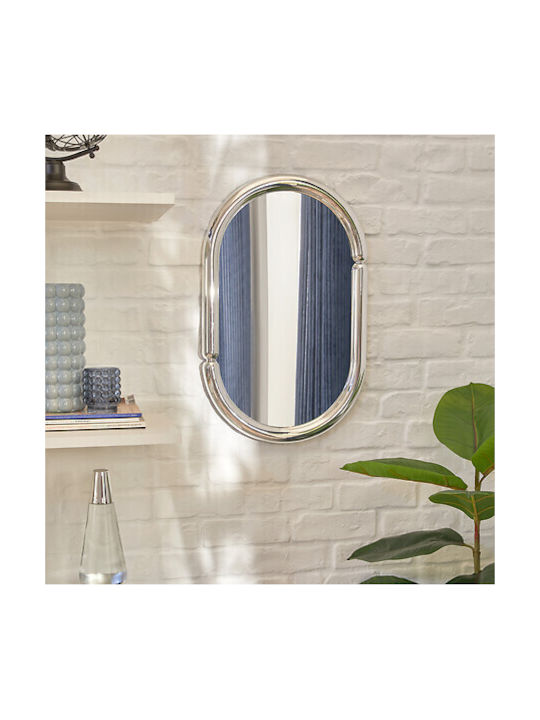 Atmosphera Micaela Wandspiegel Oval mit Silber Kunststoff Rahmen 55x35cm