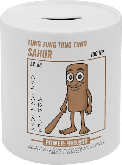 Koupakoupa Tung Tung Tung Sahur Κουμπαράς Πορσελάνης Λευκός 9.5x8.2cm