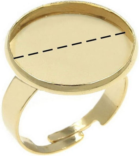 Stählerne Ring Basis Kambousón Oder Flüssiges Glas Runde Goldene 18mm 3Stück