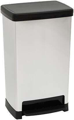 5Five Plastic Waste Bin with Pedal Silver 50lt