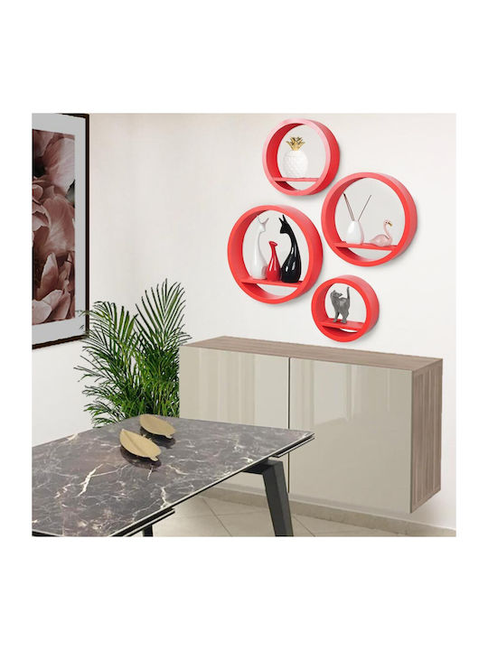 Red Wall Shelves (4 Pieces) 39.5x39.5cm