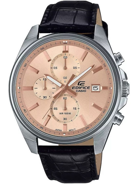 Casio Edefice Men's Watch Battery with Black Leather Strap