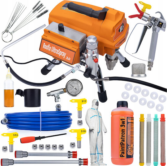 Rosfix Mega Set Pistol De Vopsit Rosfix Tornado Rt4 Ultraspray 3000w 22mpa 3.2l/min Accesorii