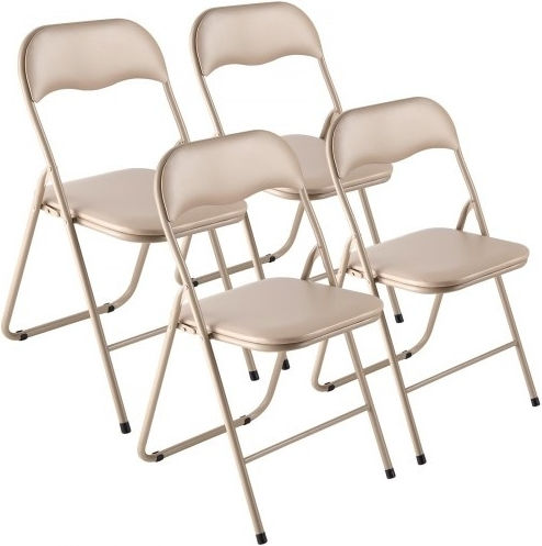Foldable Dining Room Polypropylene Chair Khaki 4pcs