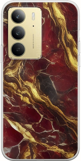 Marmură Crăpată Roșu Auriu Realme 14x 5G TPU Flexibil Silicon Transparent