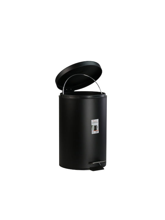 Viosarp Waste Bin Waste Metallic with Pedal Black 12lt 1pcs