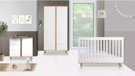 Bebe Stars Kinderzimmermöbel-Set Cappuccino Weiß Mit Bett, Matratze, Kinderzimmer-Schublade, Chaniging Tisch und Garderobe