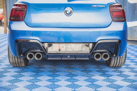 Rear Bumper Diffuser Bmw 1 F20 11-15 M135i Bumper Gloss Black 2 Double Exhaust Holes Left & Right Abs Plastic Maxton Design 1 Piece