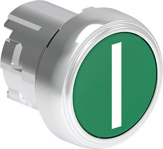 Kopf Druckknopf Metallisch Premium Rückstellung Flach Grüne Symbol I Φ22