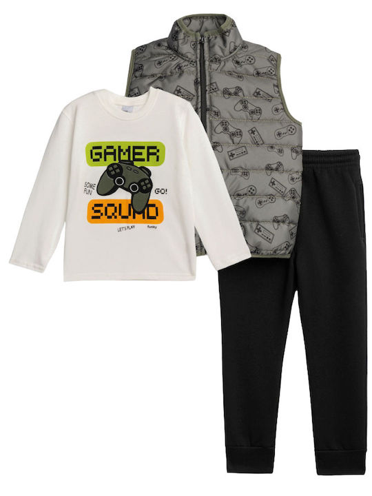 Kids' Set with Pants & Outerwear Winter 3pcs Khaki