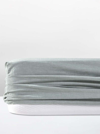 Aigaion Sheet for Single Bed with Elastic 100x200+40cm. Laurel Green