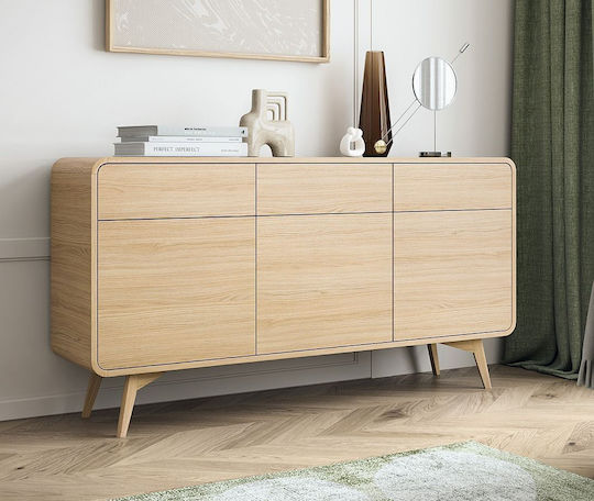 Sideboard Helion Wooden with Drawers Φυσικός Δρυς 160x84x39cm