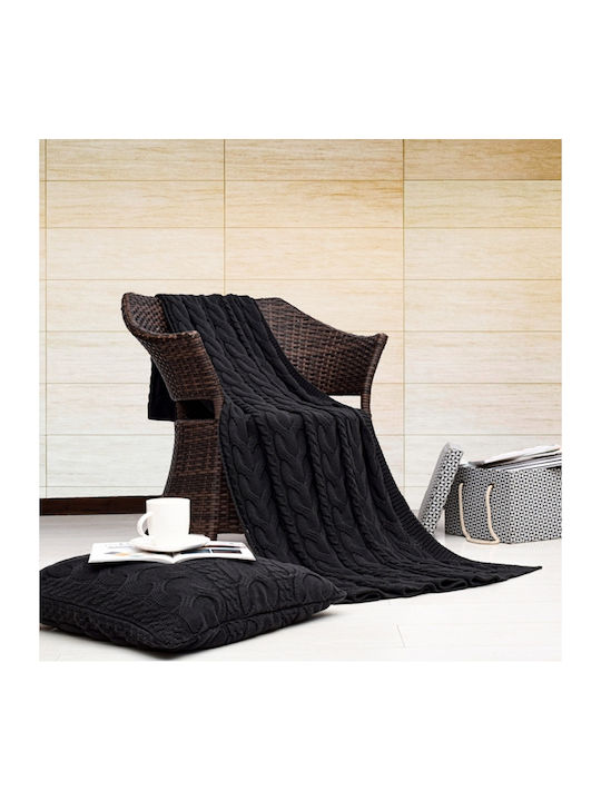 Liolios Home Cable Ριχτάρι Πολυθρόνας Πλεκτό 130x180εκ. Charcoal