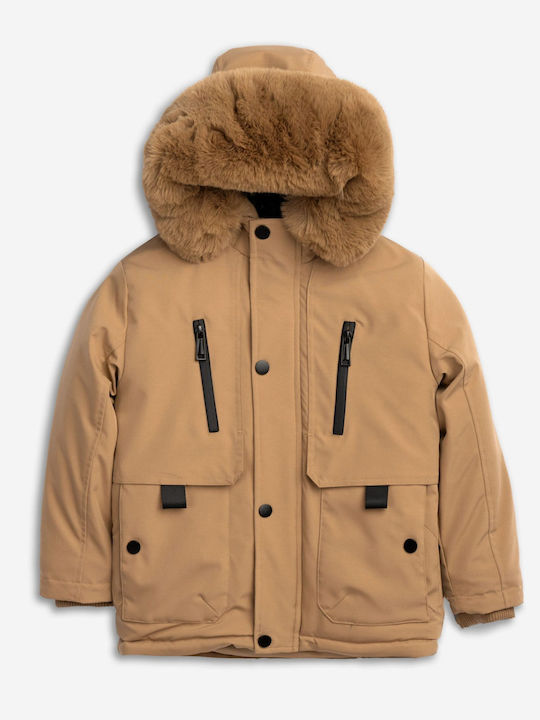 Kids' Casual Jacket Long with Hood Beige