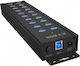 Icy Box USB-Hub 20 Anschlüsse USB 2.0 mit Anschluss an einen Computer USB-A