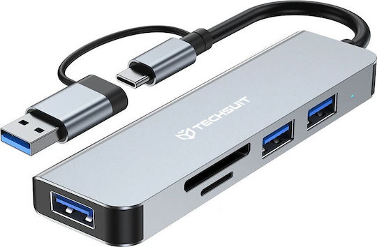 Techsuit Databridge USB Hub 5 Ports USB 3.0 with USB-A Connection Gray
