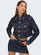 Women's Crop Jean Jacket for Spring or Autumn Blue
