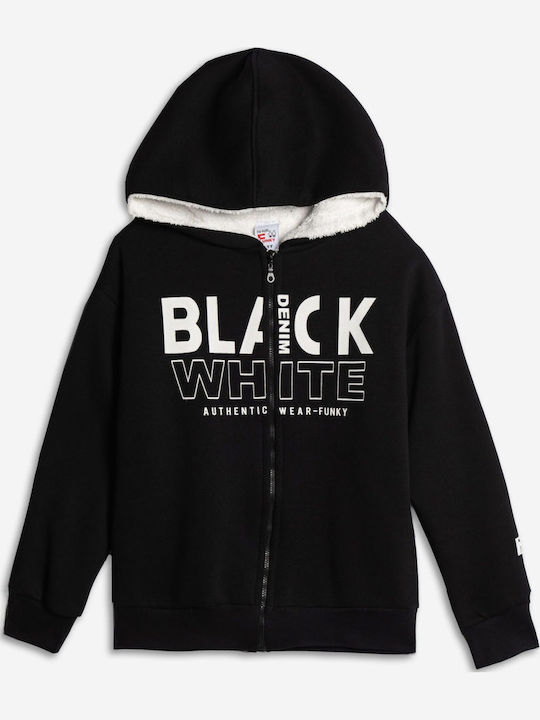 Funky Kids Sweatshirt Cardigan with Hood Black
