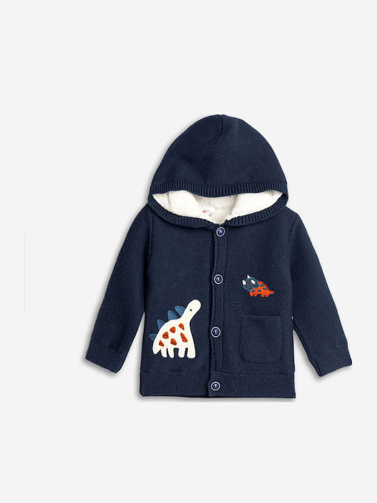 Kids Cardigan Knitted with Hood Blue