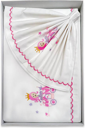 Baby Sheets Crib Cotton Princess Pink 110x160cm 3 Pieces