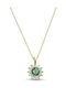 Ortaxidis Rosette Necklace in 14K Gold with Green Zircon