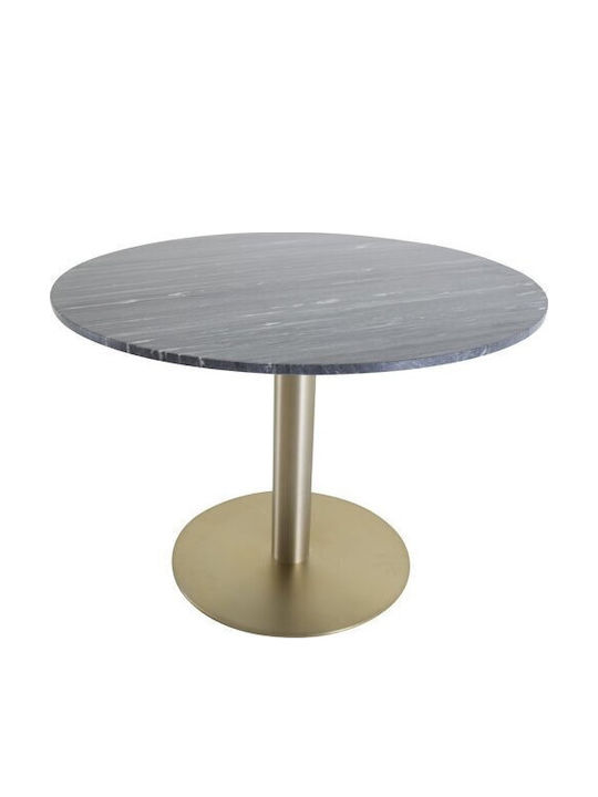 Dallas 175 Round Table Dining Room with Marble Surface Gold, Black Marble 75x75cm